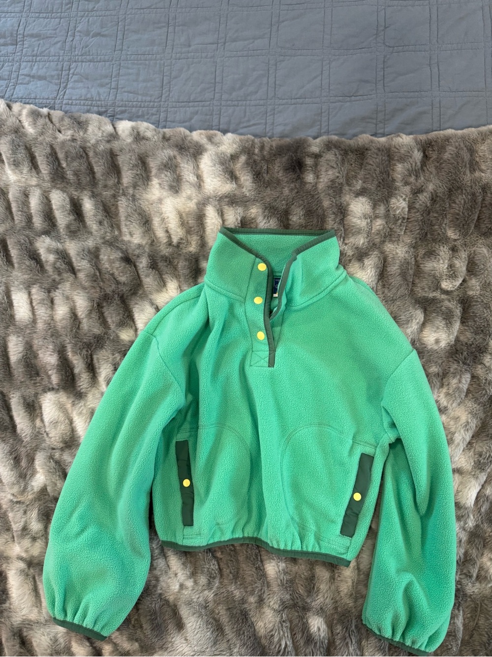 Old Navy Kids Green Snap-Front Fleece Pullover